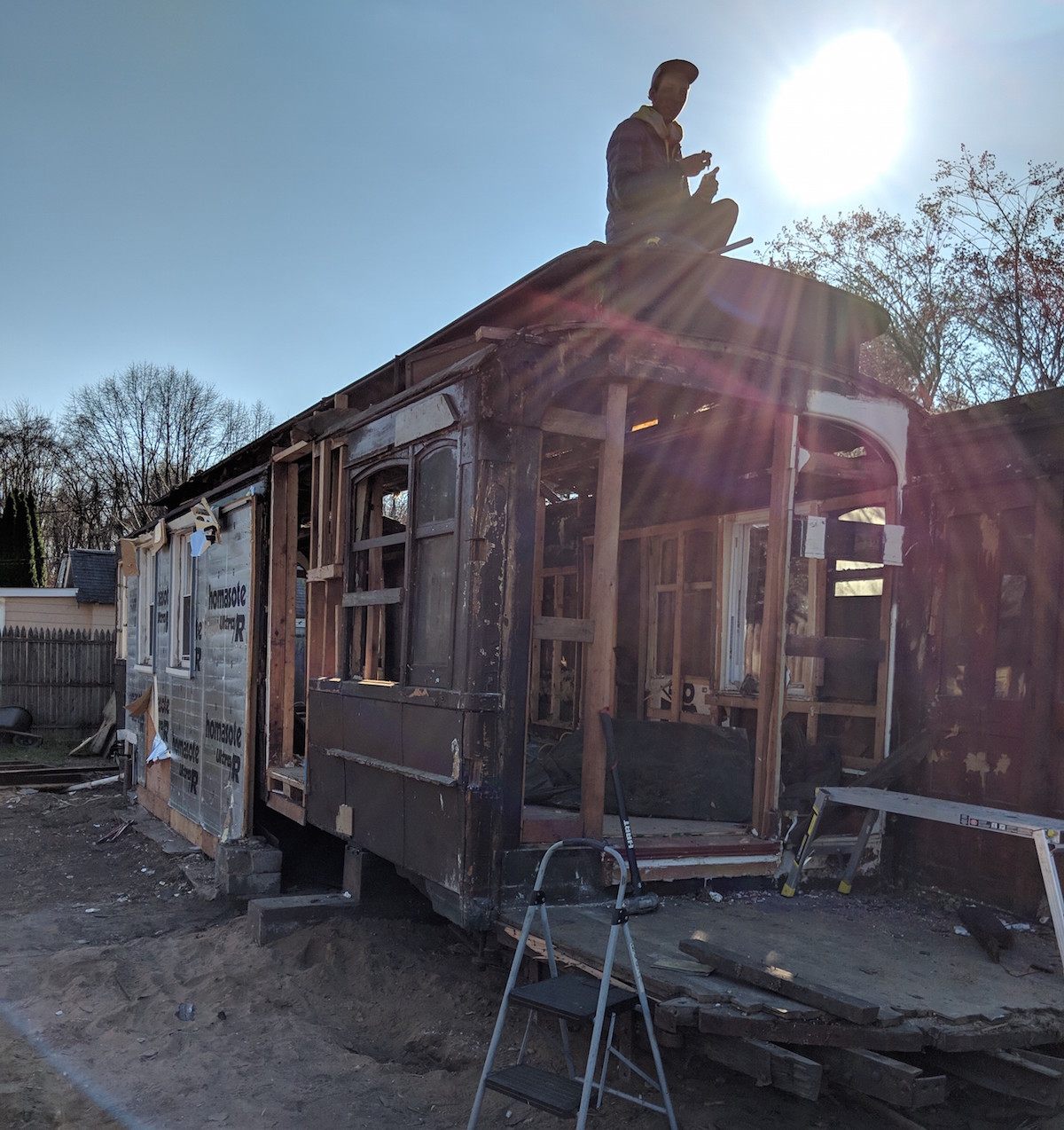 The trolley, after the demolition of the rest of the house.