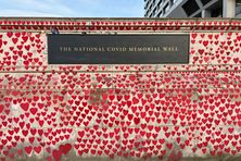 The wall extends for 500 meters as a visual testament to the pandemic.