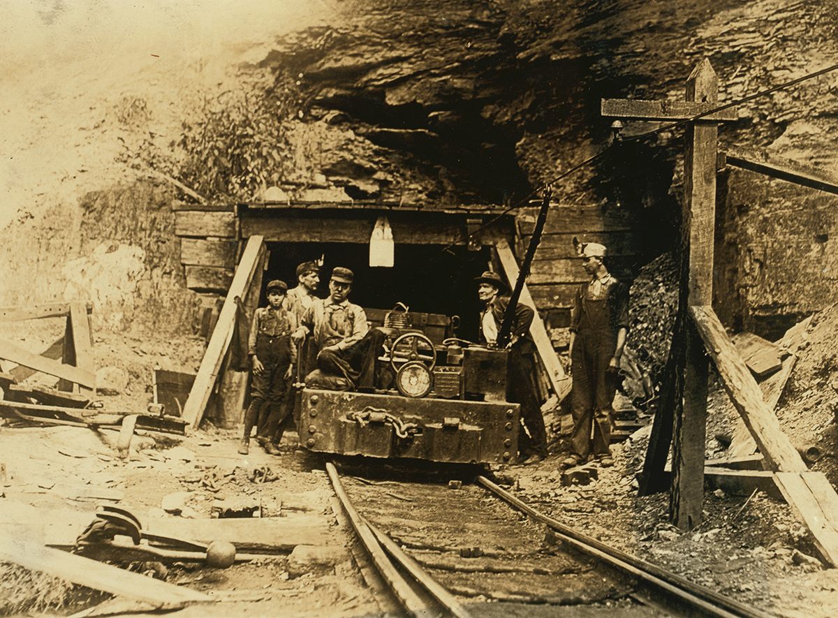Entrance to a West Virginia coal mine. The live wire was only shoulder-high in places inside, and unprotected.