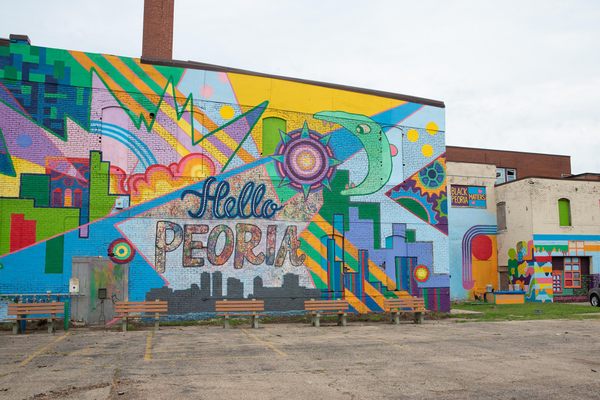 Hello Peoria collaborative mural painting.
