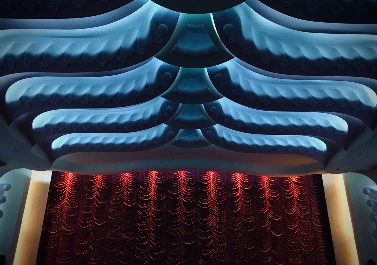 The ceiling of the Rajmandir Theatre in Jaipur.