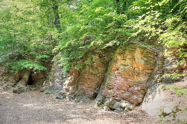 Canyon created by removing burnt shale at Brennender Berg