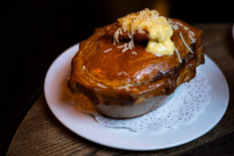 The beef, Guinness, and oyster pie sports a rich, flaky crust.