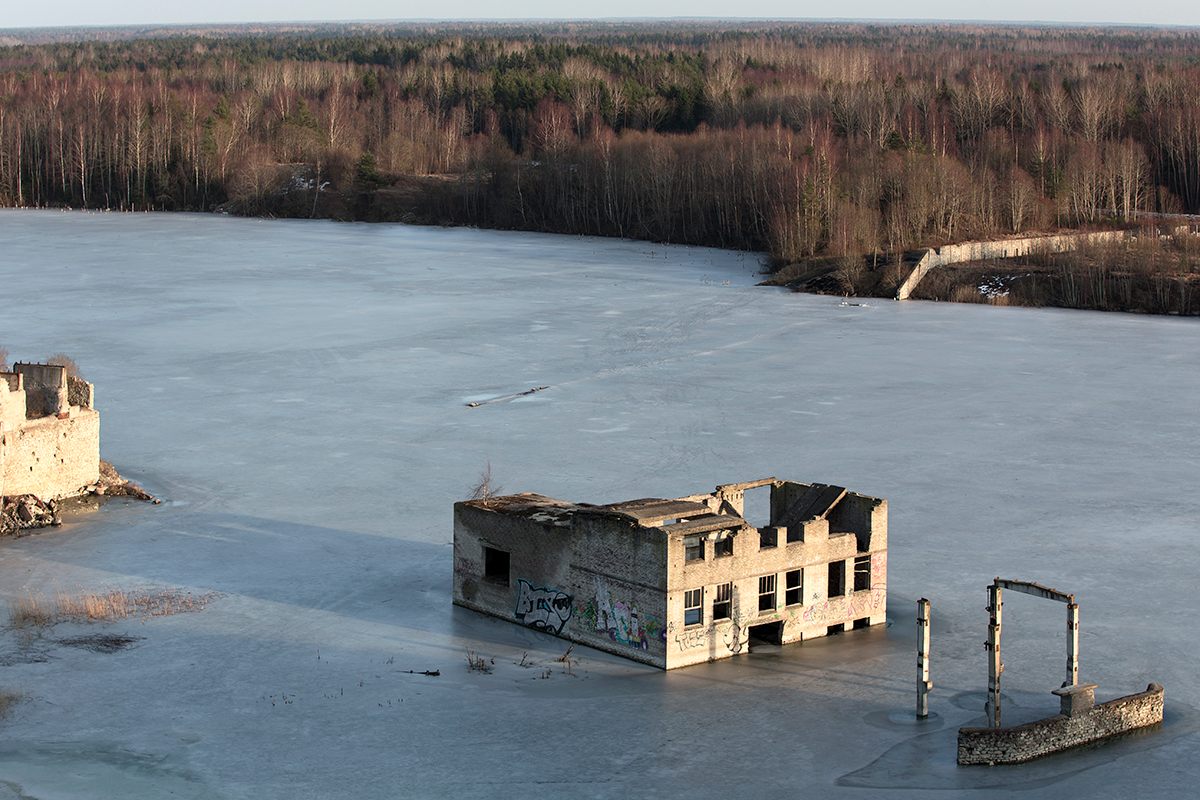 The sunken Soviet-era prison Rummu, Estonia.