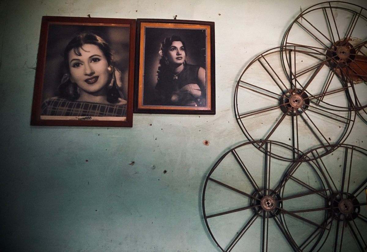 The film rewinding room of Samrat Talkies in Sikar, Rajasthan.