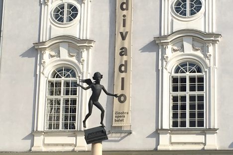 Mozart statue outside the theatre he once played in at 11 years old.