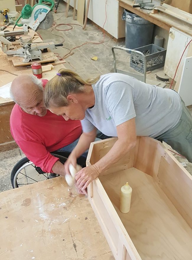 Building a new casket for Miranda Eve. 