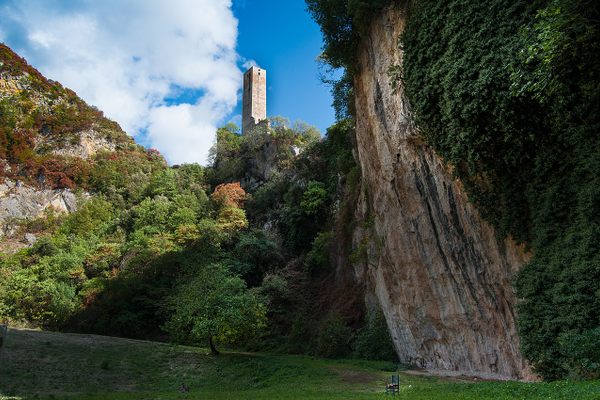 The tower, seen from the sinkhole below. 