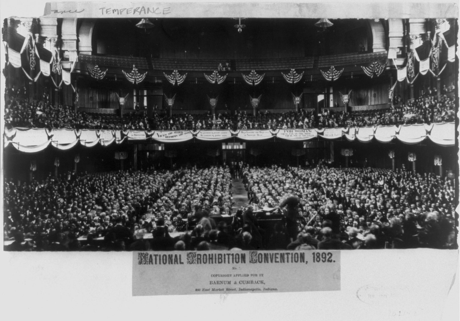 The well-attended National Prohibition Convention in Cincinnatti in 1892.