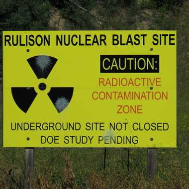 A warning sign at the site.