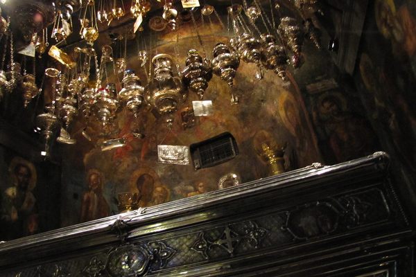 Silver casket containing the relics of St. Spyridon