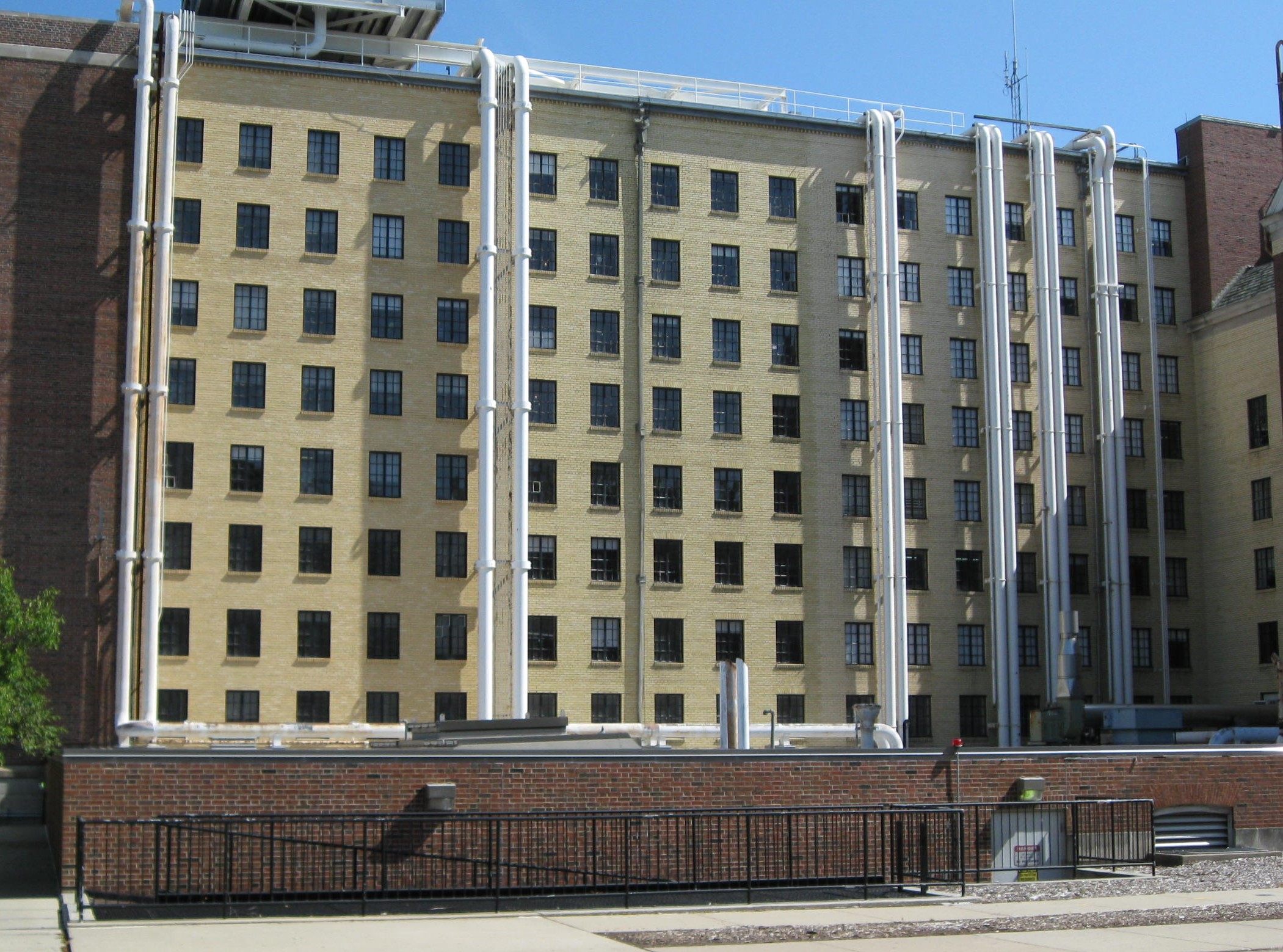 An outside view of the library where Kindred was eventually caught lowering books down the side. 