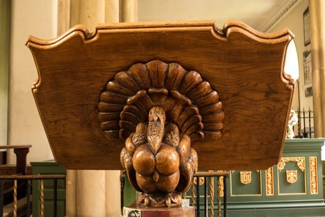 In the Strickland family chapel, turkeys take center stage.