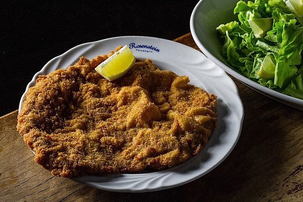 A traditional veal schnitzel.