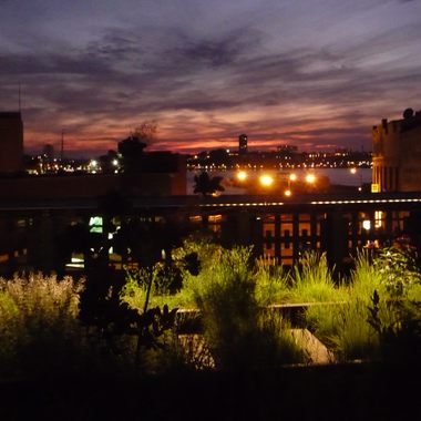 Looking across the Hudson River towards New Jersey, at night