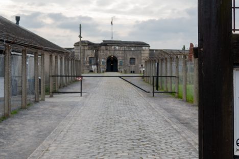 The entrance of the eerie prison camp.