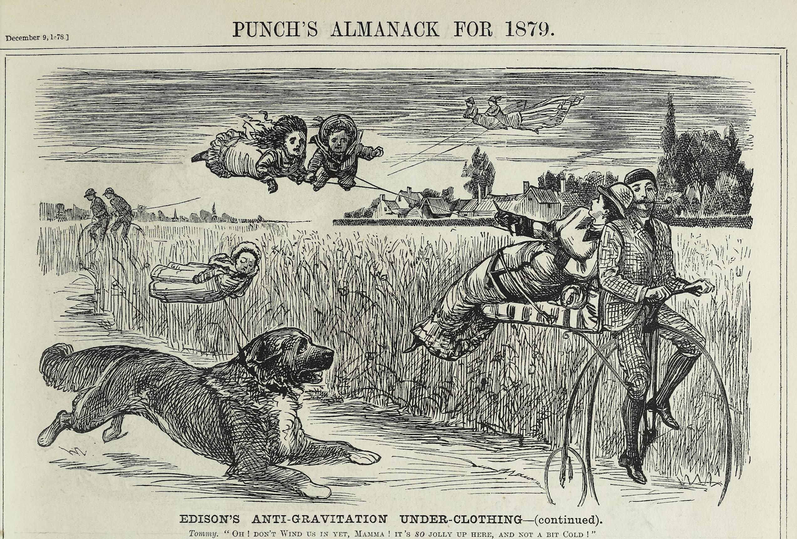 George Du Maurier's follow-up, "Edison's Antigravitation Under-clothing," also in Punch.