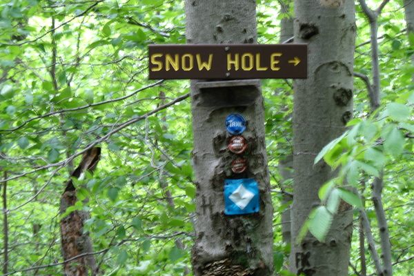 Trail Sign for the Snow Hole