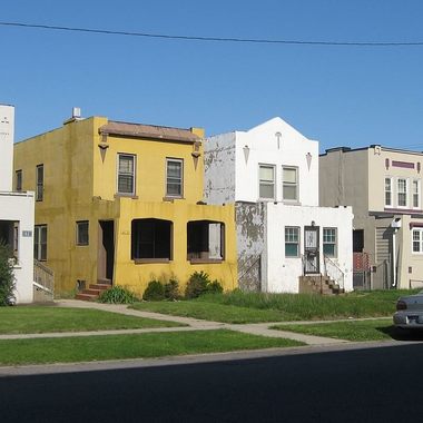 Edison concrete houses along Polk Street in Gary, Indiana