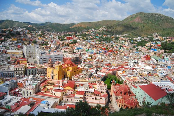 An aerial view of Guanajuato city, Mexico. 