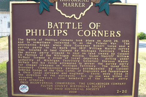 The Historial Marker showing information related to the Toledo War.