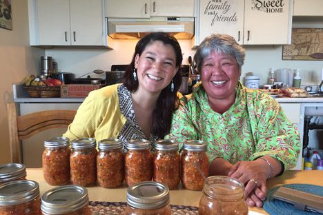 In Kugluktuk, Nunavut,  Malaya Qaunirq Chapman and Millie Kuliktana make arctic char antipasto. 