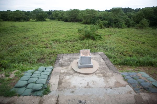 A plaque marks the spot where the Axe Murder Incident of 1976, inside the DMZ. 
