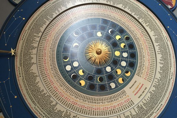 The bottom calendar wheel of the astronomical clock.