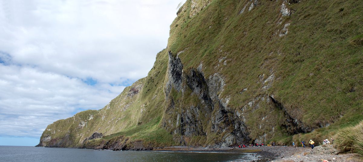 Inaccessible Island's pebbly beach.