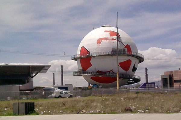 The giant soccer ball houses the Hall of Fame.