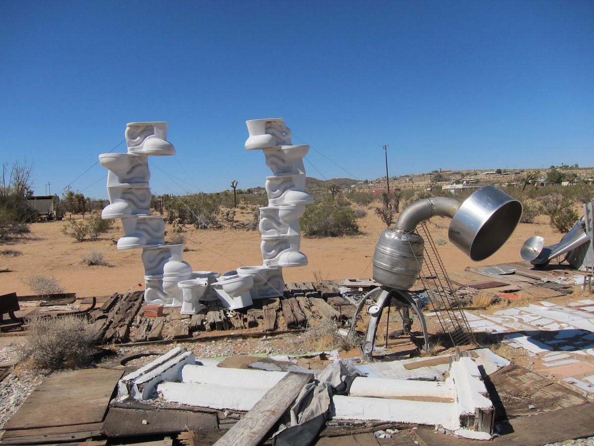 Home to a startling array of found-object assemblage works, the Noah Purifoy Desert Art Museum is a must-see in the Joshua Tree area. 