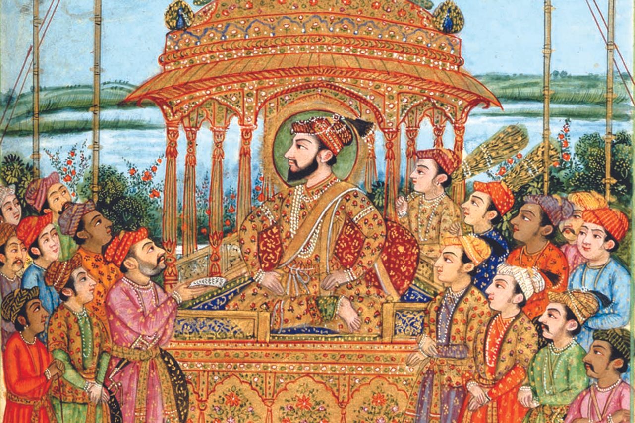 Shah Jahan on the Peacock Throne at Delhi receiving deputations.