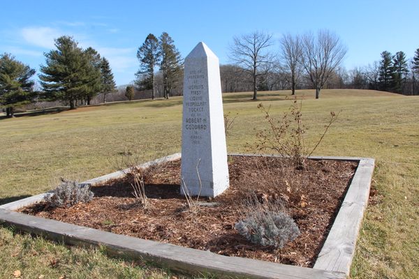 A modest obelisk commemorates Goddard’s launch.