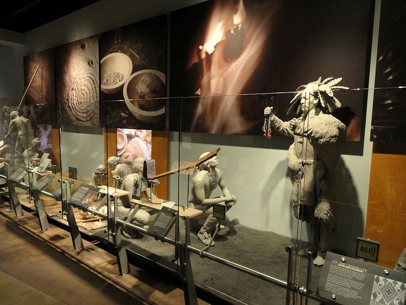 A display of Native American artifacts at the Indiana State Museum.
