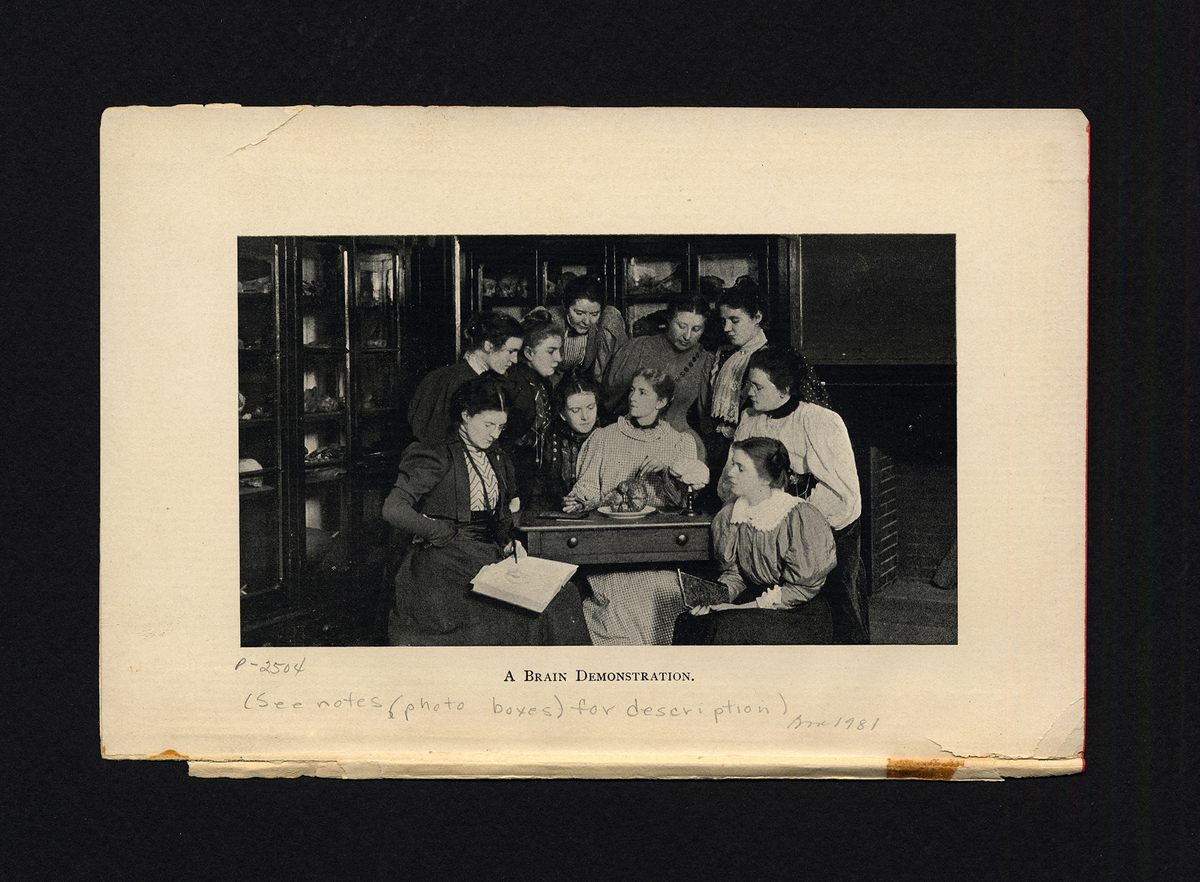 A brain anatomy demonstration, 1897.