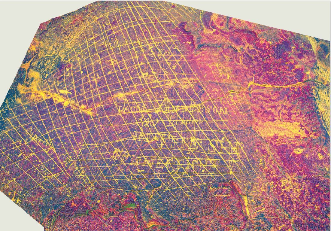 Enhanced view of the <em>Connecticut</em> inscription.