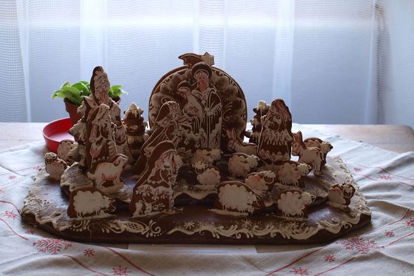 A gingerbread nativity scene.