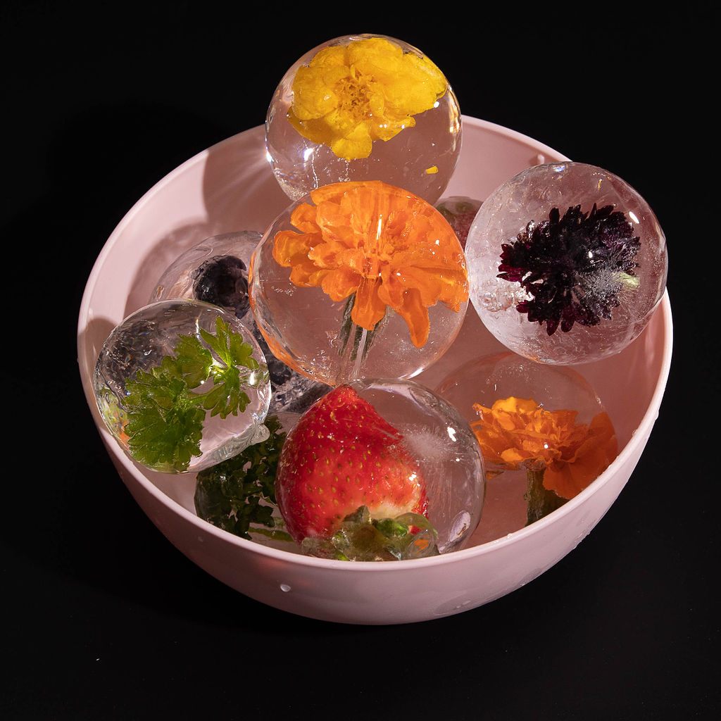 Fruit, herbs, and flowers can make ice both tasty and pretty.
