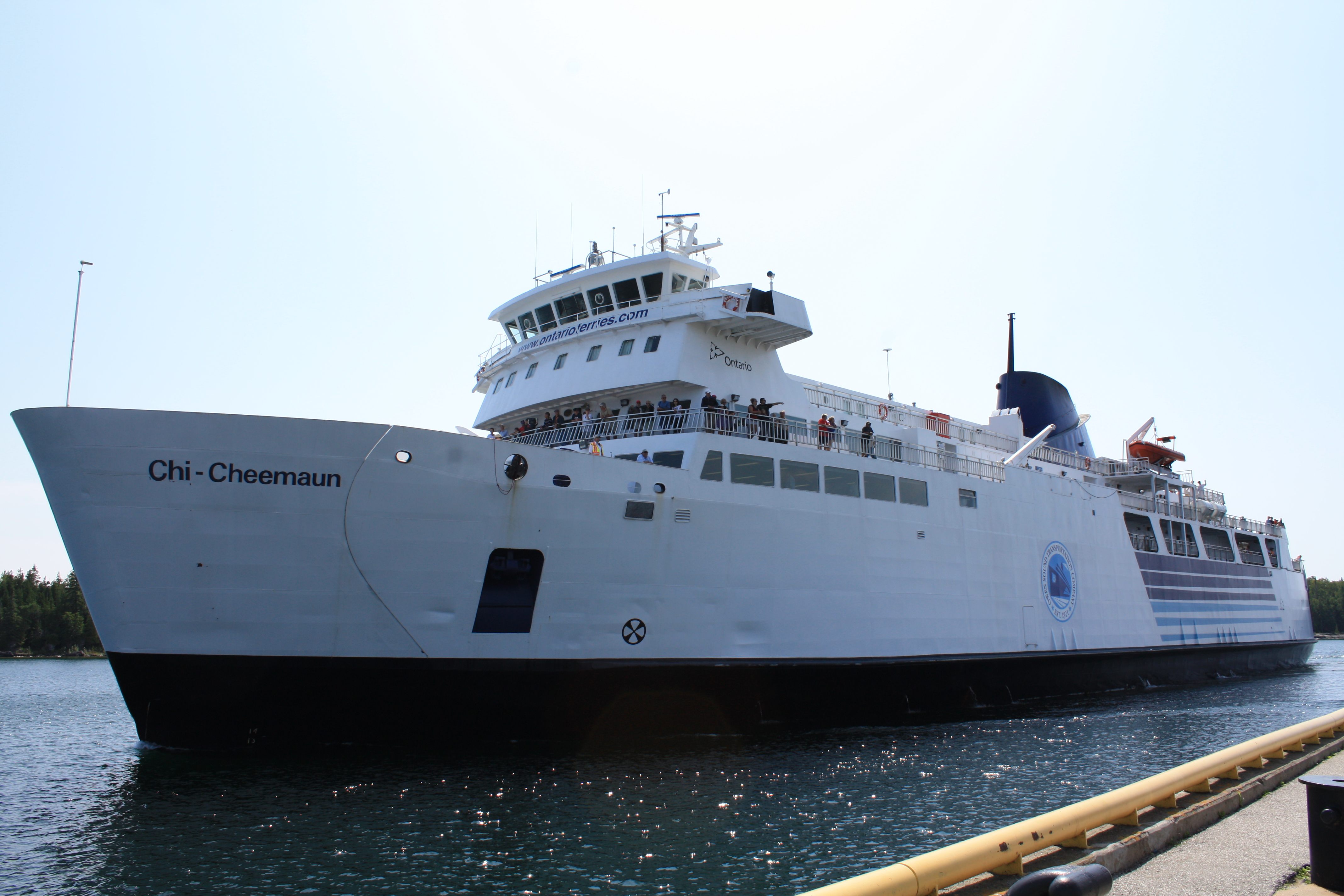 The MS Chi-Cheemaun connects South Baymouth with mainland Tobermory in Canada.