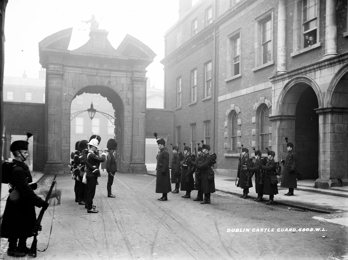 Guards at Dublin Castle in the early 1900s.