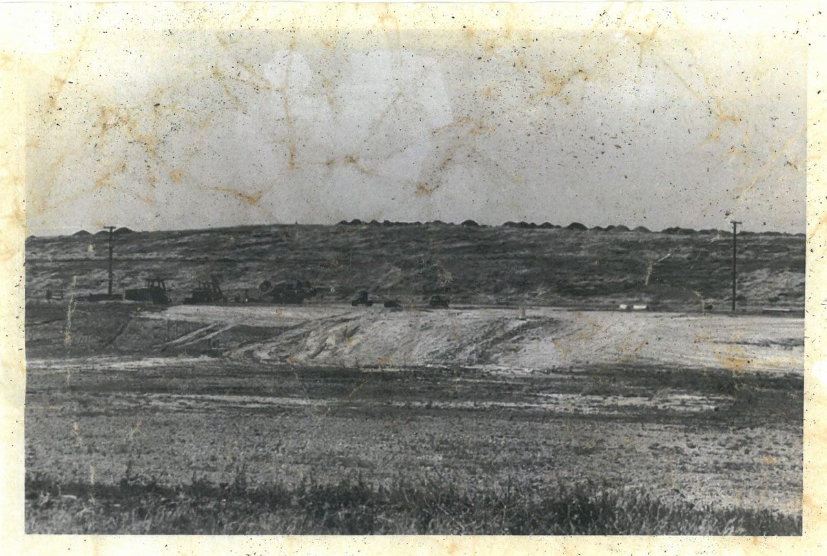 Telephoto view of southern elevation of landfill.