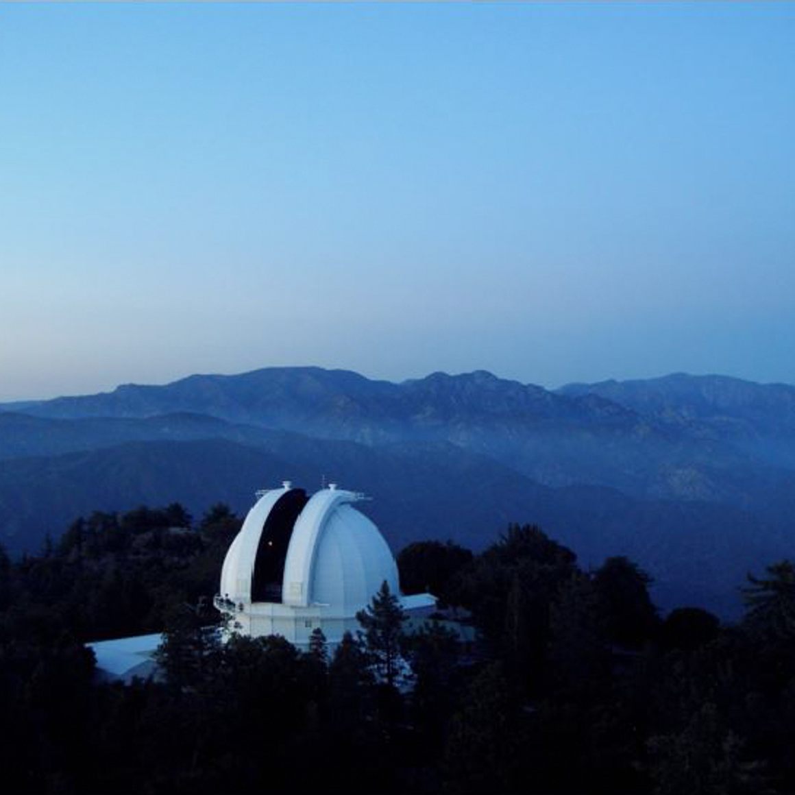 View of the telescope from the 150-foot Solar Tower.