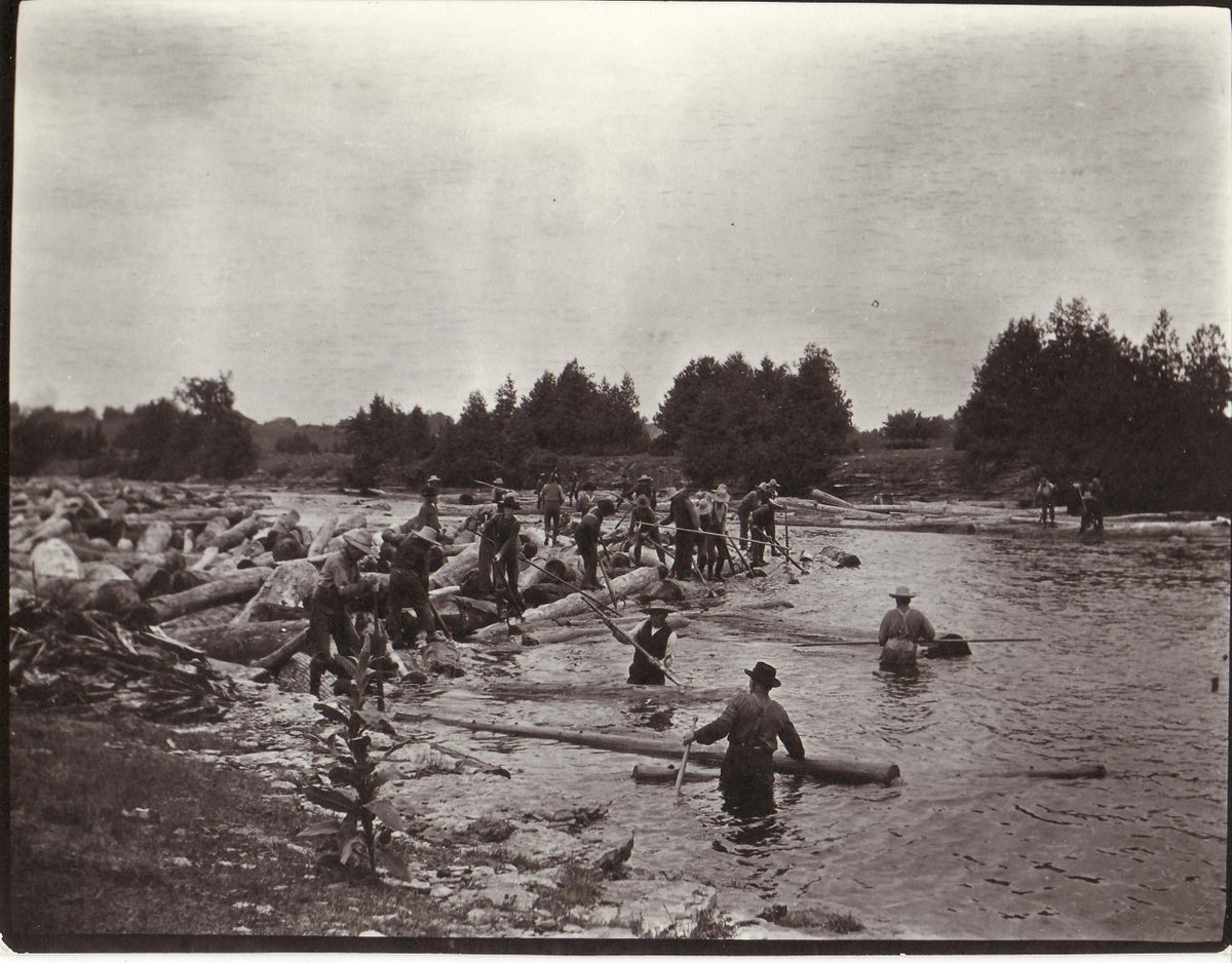 A 1907 river drive in eastern Ontario.