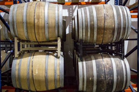 Beer barrels at Brooklyn Brewery bunker