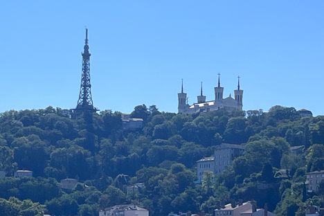 Metallic Tower and the Basilica de Notre Dame