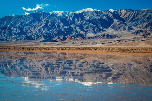 The mountains of Death Valley stare at their own reflection. 