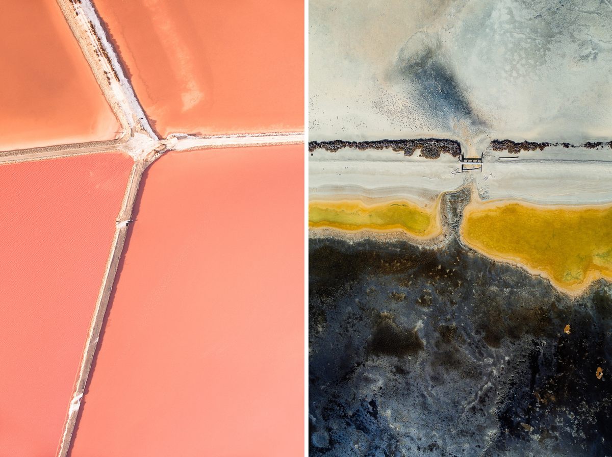 While shooting this series, Hegen was struck by the size of the salt ponds: "they reach far into the horizon and cover areas of many square kilometers."