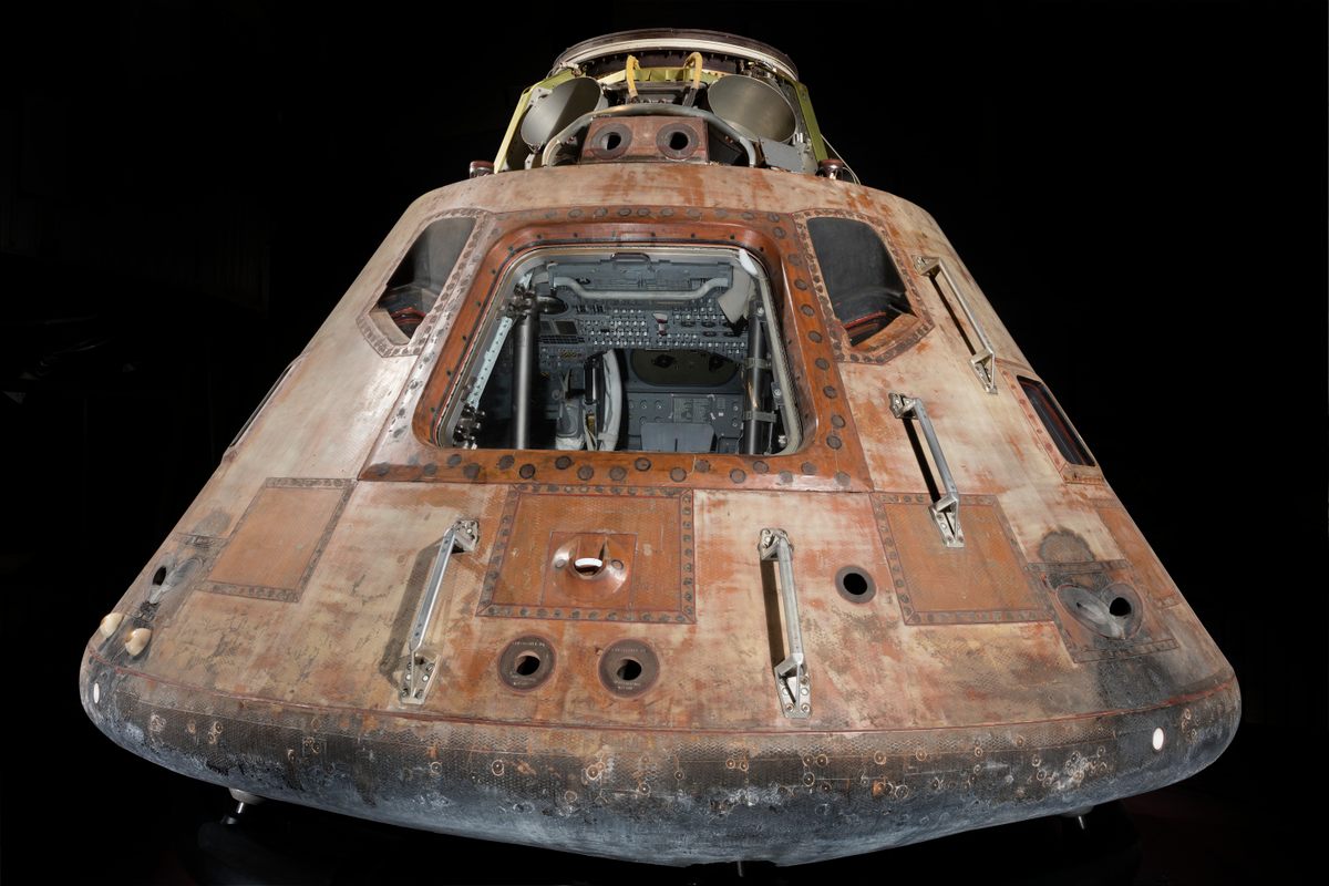 And an Apollo capsule, looking fresh from space.*