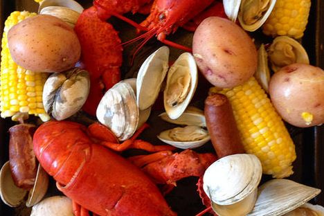 A beachside bounty from a clambake.