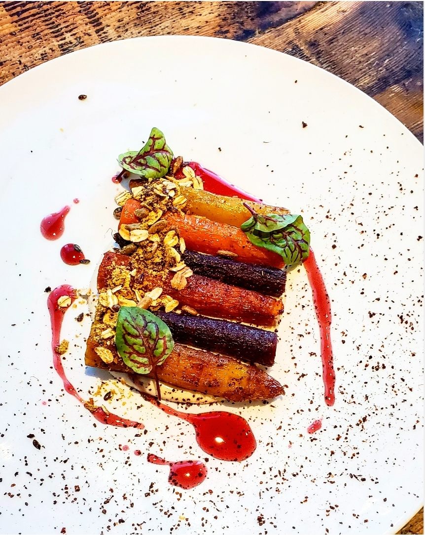 Chris Scott's Rainbow Carrot dish reflects Amish soul food's embrace of gardened vegetables.